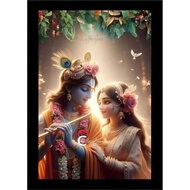 Home Décor Printed Posters With Frames for Wall Decoration God Radha Krishna Photo Framed Painting W