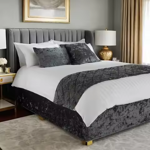 Wrap Valance Frame Cover With Around Elactic Belts and Three Sides Fabric (No Platform) Bed Skirt Cr