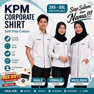 Baju Korporat KPM Guru | Siap Sulam Baju KPM | Latest KPM Uniform | White with Navy Piping | Baju KP