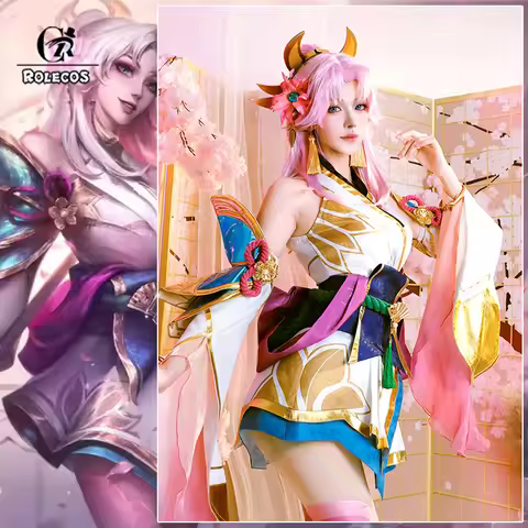 ROLECOS Game LOL Prestige Spirit Blossom Lux Cosplay Costume Game LOL Lux Cosplay Outfit Halloween W