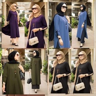 Tunik Polos Muslim Inara Bahan Crinkle Airflow Terlaris Long Tunik Muslim Inara Crinkle Ukuran MLXLX