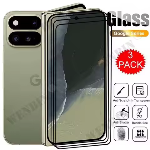 3Pcs Tempered Glass For Google Pixel 11 Pro Fold Black Edge Screen Protector Protective Film For Goo