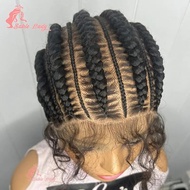 36 inci Sintetik Penuh Lace Frontal Jalinan Rambut Palsu Untuk Wanita Hitam Jumbo Cornrow Box Tocang