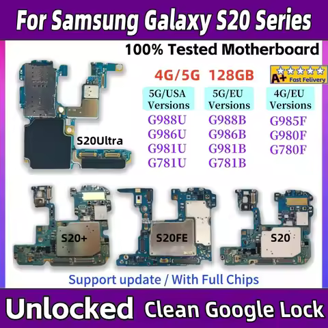 Unlocked S20 FE G781 Board For Samsung Galaxy S20 Ultra G980F G981 G988U G988B S20 Plus G985F G986B 
