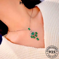 HILARY JEWELRY Original Sterling Necklace Perempuan Silver Perak 純銀項鏈 Fashion Leher For Korean Chain Accessories 925 Pendant Women Rantai Emerald N1350
