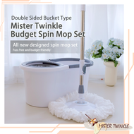 Mister Twinkle Budget Spin Mop Set With 360 Degree Spin Dry and Rinse - Safe For Timber Floor