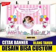 CETAK BANNER  ULANG TAHUN ULTAH ANAK  HELLO KITTY | perlengkapan ultah | Dekorasi Ulang Tahun