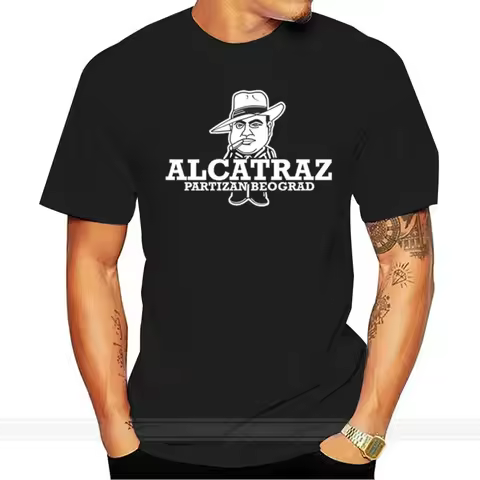 Fashion New Top Tees Tshirts Alcatraz T-Shirt Ultras Partizan Belgrade Beograd Grobari Summer Men Cl