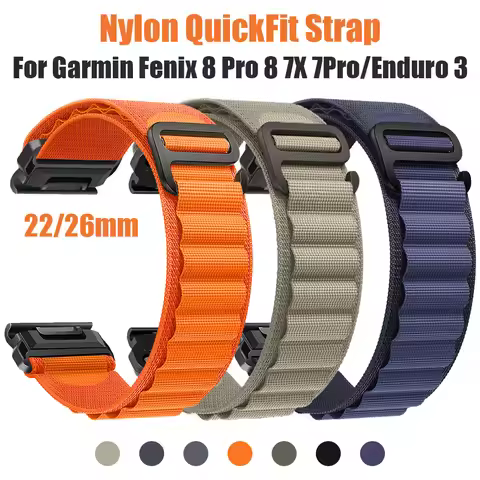 22/26mm Nylon Watch Strap For Garmin Fenix 8 Pro 8 7X/Instinct 2X/Tactix 8/Enduro 3/Forerunner 965 B