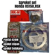 Sprocket set spoket RKM Honda RS150 RS 150 RSX150 RSX RS150R 428 428M spoket depan belakang rantai O