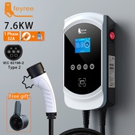24Rfrparbxu Feyree EV 7.6KW 32A ยานพาหนะไฟฟ้าที่ชาร์จแบตในรถ EVSE Wallbox 11KW 22KW สาย Type2 3เฟส I