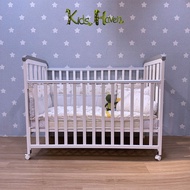 White Classic Adjustable Baby Cot with Mattress (Fits 120x60cm Mattress)