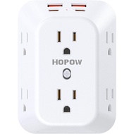 Outlet Extender Surge Protector, 6 Outlet Splitter with 4 USB Ports (2 USB C), USB Wall Charger, 3-S