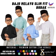 PG2 Sempurna Baju Melayu Budak Warna Black Baby Blue Mint Green White Slim Fit Cotton Baju Raya BMC