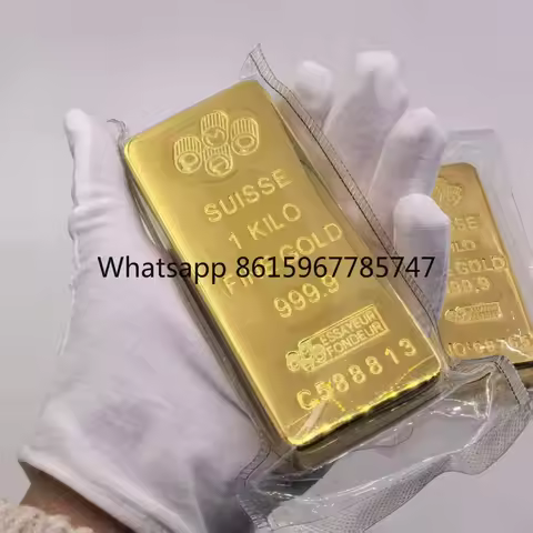 1:1 Replica Gold Bar 1kg Copper Golden Bar Switzerland Gold Bullion Glittering Movie Prop for Stage 