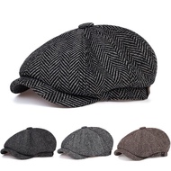 Retro Newsboy หมวกผู้ชายจิตรกรอังกฤษหมวกฤดูใบไม้ร่วงฤดูหนาว Berets Herringbone แบนหมวก Hip Hop Beret