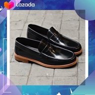 703-2 👞 Wide Front Penny Loafer Black รองเท้า loafer ผู้ชาย งานหนัง Italy แท้ HandMade สุดคลาสสิค ด