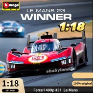 Die Cast 1:18 Bburago 499P Le Mans 2023 Winner Ferrari #51 Diecast Vehicles Model