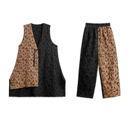 XITAO G Loose Casual Two Pieces Sets Patchwork Irregular Single Button Top Wide Leg Pants ZZ0035