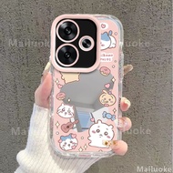 เคส F6 POCO F6โปรการ์ตูน Chiikawa ถุงลมนิรภัยป้องกันการตกเคสโทรศัพท์กระจกแต่งหน้าสำหรับเด็กผู้หญิง
