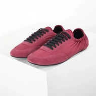 [Zero World Original Product] PRADA PRADA Collapse Suede Round Toe Lace-Up Low-Top Flat Shoes Life C