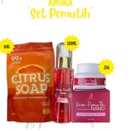 3 IN 1 COMBO AMORA SPRAY WHITENING AMORA KRIM NANO AMORA SABUN