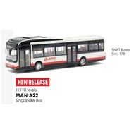 Singapore Bus MAN A22 Euro V SMRT Buses Stripe Svc. 178 Diecast Single Deck Bus Model 1:110 Scale