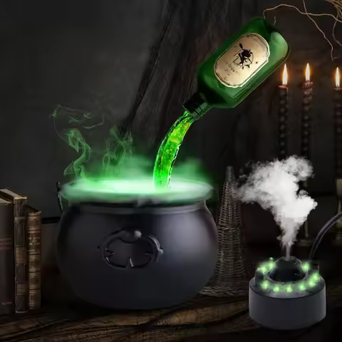 26CM Halloween Black Witch Cauldron Magic Float Bottle and Diffuser Horror House Hocus Pocus Party S
