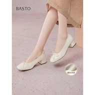 Baistu 2025 Autumn Women's Shoes - Comfortable Sheepskin Slip-On with Thick Heel CY339CQ5