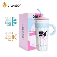 CIVAGO（23oz/40oz）Kitten Straw Insulated Tumbler 316L Stainless Steel Ice Retention Cold Cup
