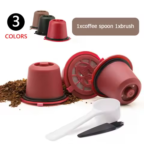 9-3PCS Refillable Capsules for Inissia/Lattissima Coffee Capsules Reusable Filter with Spoon Brush C