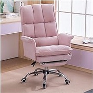 HDZWW Office Chair Ergonomic Executive Chairs with Footrest, Sedentary Comfort Computer Chairs,145° Reclining Flannel Desk Chair (Color : Pink)