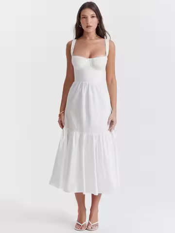 2025 European and American Pure Desire Style Sleeveless Strap French A-line Jacquard Pure Desire Sty