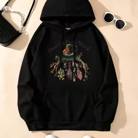 Drawstring Hoodie Trust Me I'M a Witch Pocket Patchwork Hoodie Kangaroo Pocket Hoodie