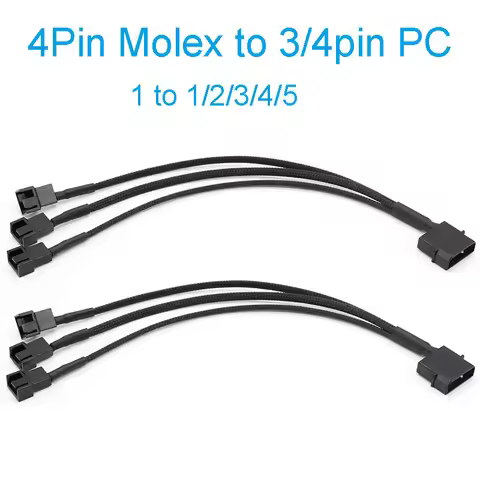 4-Pin Molex to 1/2/3/4/5 X 3 Pin / 4 Pin PMW 12V PC Case Computer Cooler Cooling Fan Splitter Y Powe
