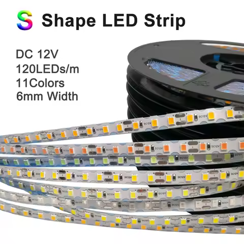 1-10m S Shape Led Strip 6mm PCB Width 2835SMD DC12V 120Leds/M Flexible Bendable Foldable DIY Sign Le
