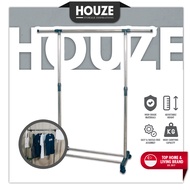 [HOUZE] Telescopic Single Pole Stainless Steel Clothes Hanger (Black) - Laundry | Lightweight | Organizer | Extendable | Hanging