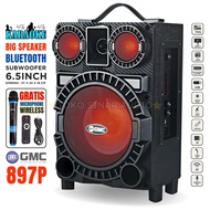 SPEAKER GMC BLUETOOTH SUPER BASS 897Q | 897P WOOFER - 65 inch BONUS MIC WIRELSS Karaoke/Bluetooth/US