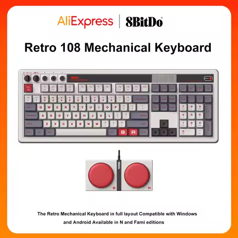 8BitDo Retro Mechanical Keyboard, BT/2.4G/USB-C Hot Swappable Gaming Keyboard with 87 Keys - Mecha B