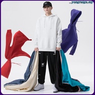 [L-9XL] Plus Size Hoodie Men Korean Long Sleeve Drawstring Patchwork Black Grey Hoodies with Kangaro