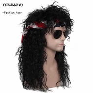 YYDIANNAWU Halloween Party Cosplay Wig, Punk Curvy 70s 80s Rockstar Wig, Fluffy Long Mullet Wig