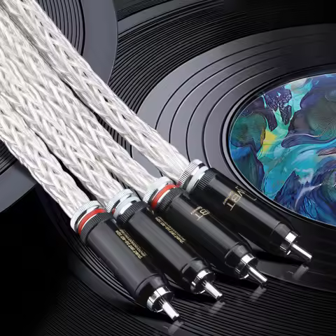 Hi-End 6AG Rca Cable Silver Plated OCC 12 Strands Rca Audio Cable With Rhodium Plated WBT RCA Plug 2