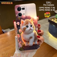 Oppo Reno 7 4G / 8 4G Case - Cute Cat Design - Soft Silicone - 3D Pro Camera Protection - Fashion Ph