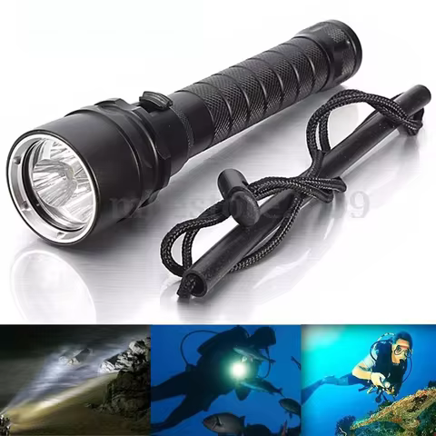 New Waterproof 50000LM 3x T6 LED Scuba Diving Flashlight Underwater 100M Torch Without Battery