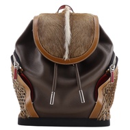 Pre-owned Christian Louboutin Explorer Funk backpack/daypack in brown leather and pony tail. Can be 