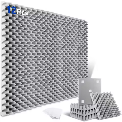 Acoustic Noise-Reducing Foam, 12x12x1.18/2-inch Egg-Crate High-Density, Soundproofing Fire-Retardant