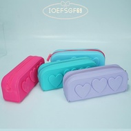 IOEFSGF69 Cosmetic Bag, Silicon Reusable Zip Bags, Portable Heart Stationery Bag