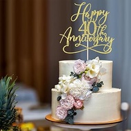 Golden Glitter Happy 40th Anniversary Cake Toppers -Wedding Anniversary Party Decorations, 40th Wedd