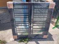 หน้าต่าง 2 บานเลื่อน ขนาด 120*110cm.มุ้ง+เหล็กดัดโมเดิร์น M