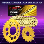 428HDG-108L WAVE100R WAVE125 WAVE DASH110 WAVE110 FUTURE125 ALPHA HONDA CHAIN SPROCKET SET GOLD  HTM